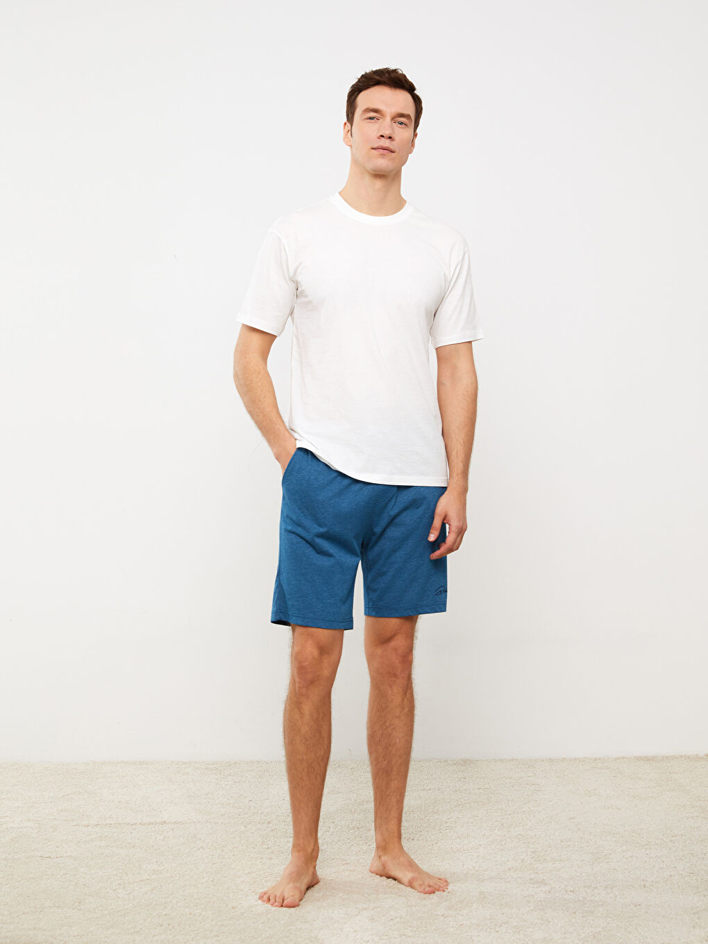 Petrol Slim Fit Erkek Pijama Alt Şort-1