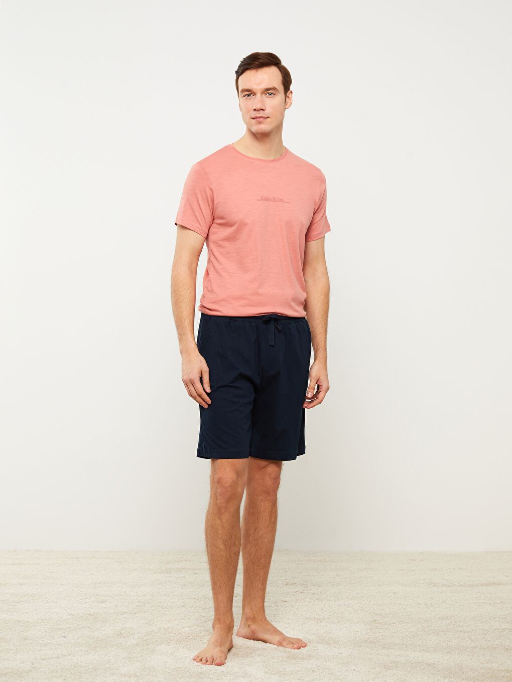 Lacivert Slim Fit Erkek Pijama Alt Şort