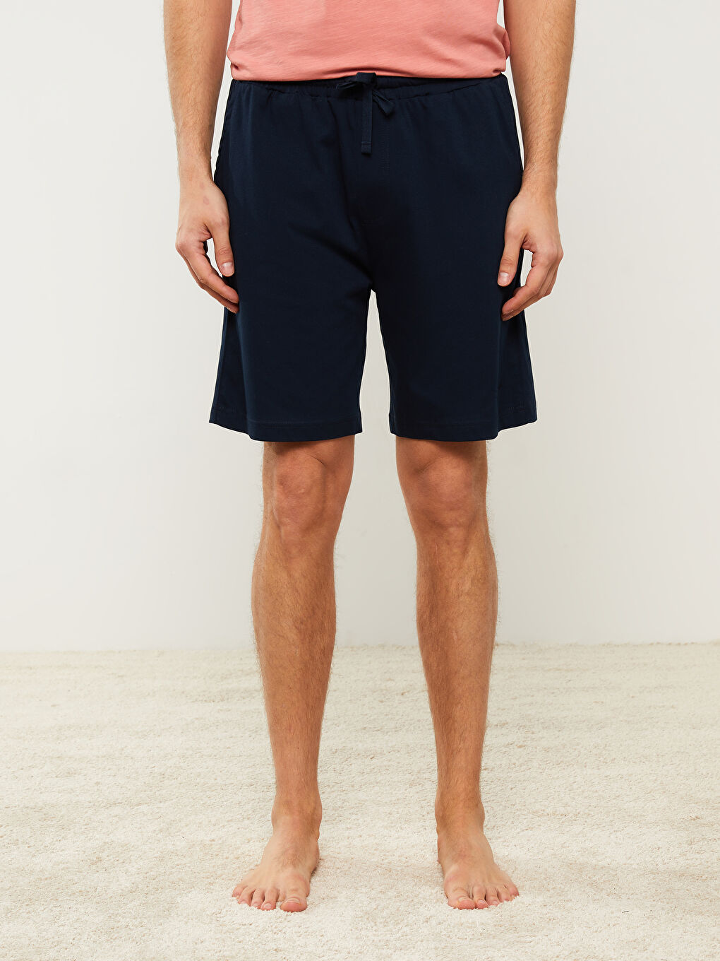 Lacivert Slim Fit Erkek Pijama Alt Şort-2