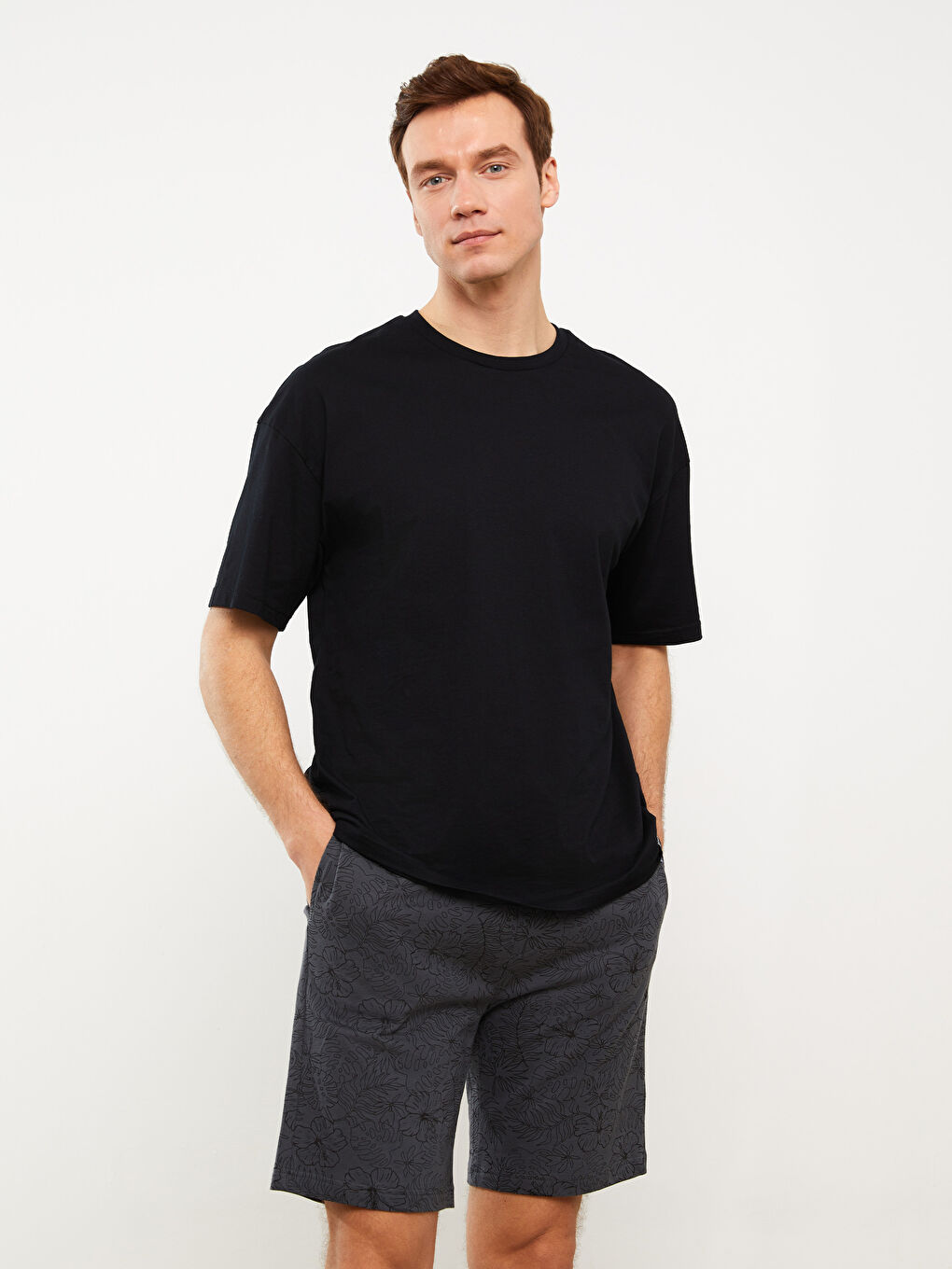 Antrasit Slim Fit Erkek Pijama Alt Şort