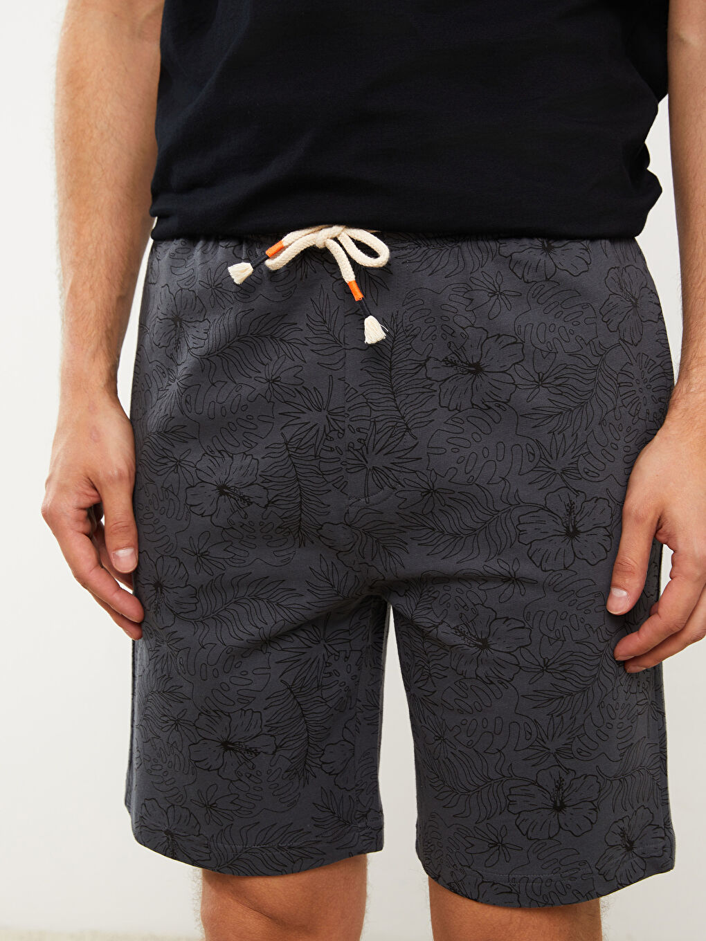 Antrasit Slim Fit Erkek Pijama Alt Şort-2