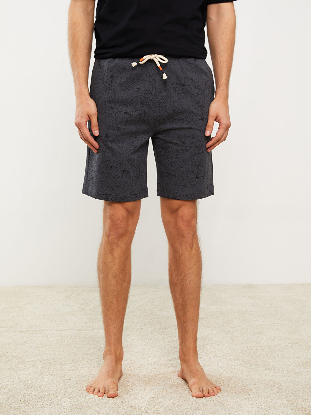 Antrasit Slim Fit Erkek Pijama Alt Şort-3