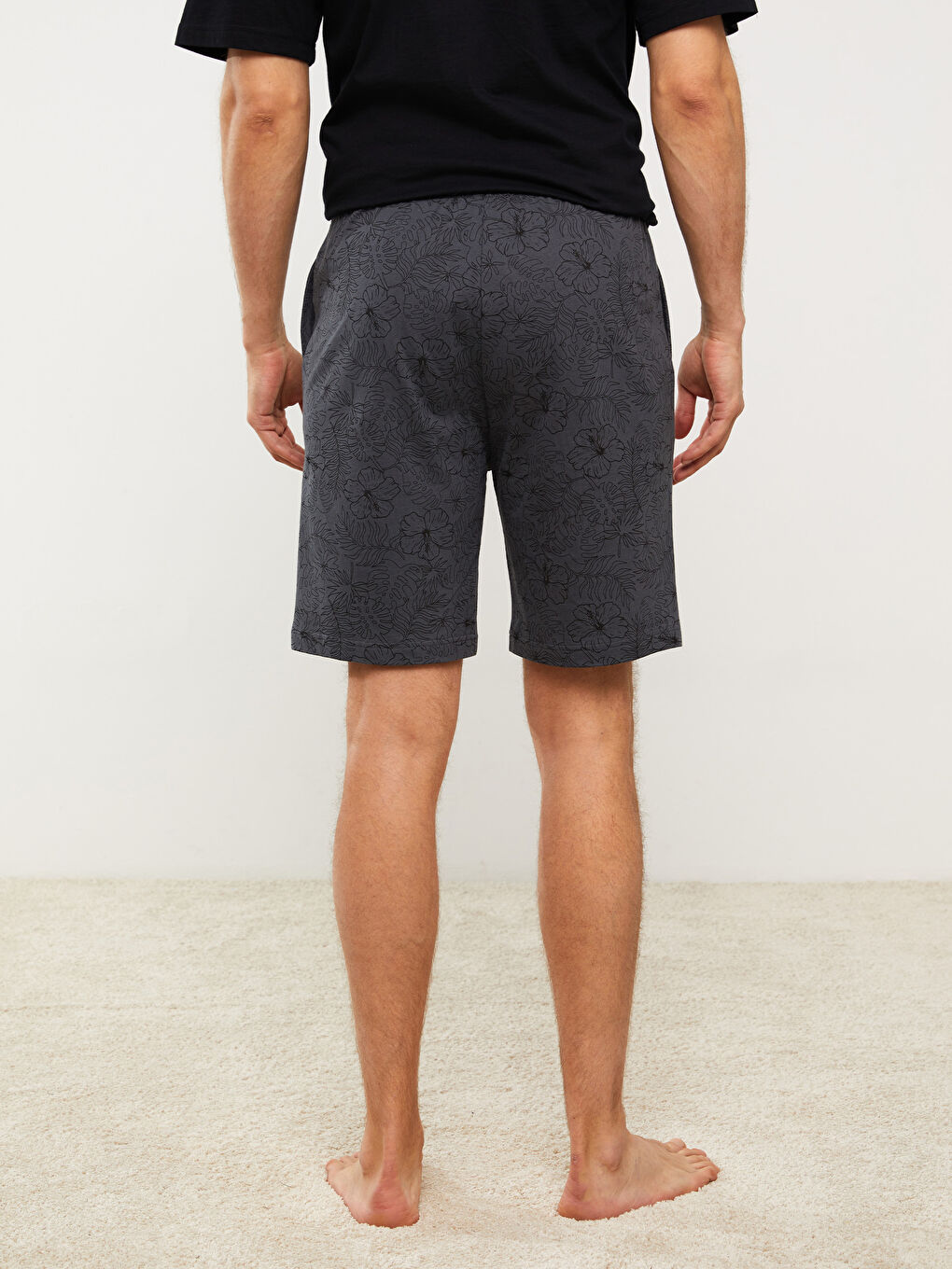 Antrasit Slim Fit Erkek Pijama Alt Şort-4