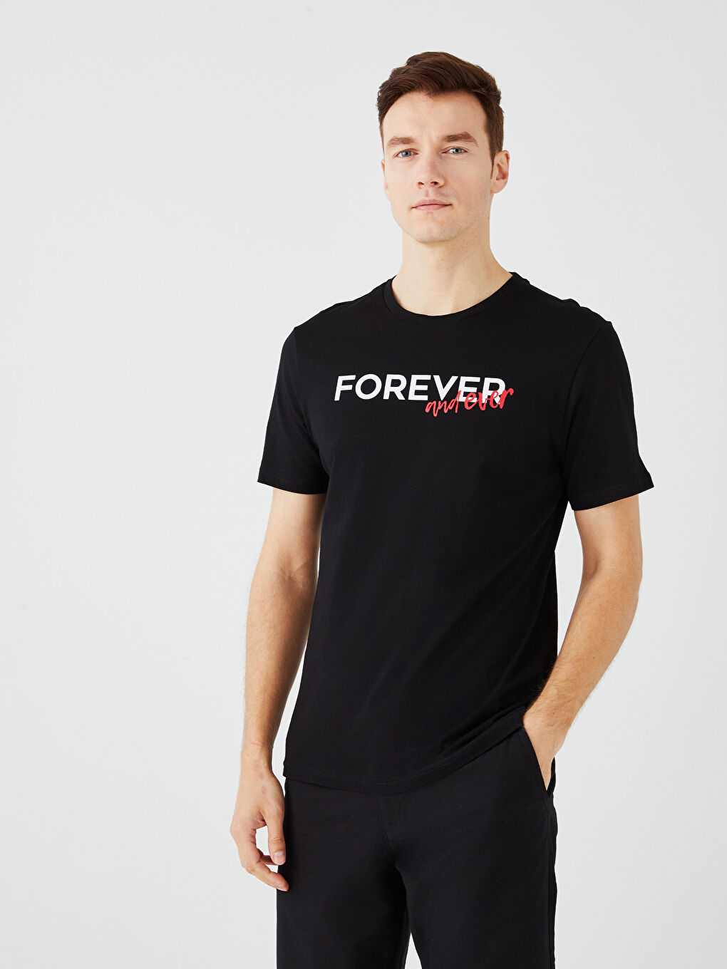 Crew Neck Short Sleeve Printed Combed Cotton Men's T-shirt-1