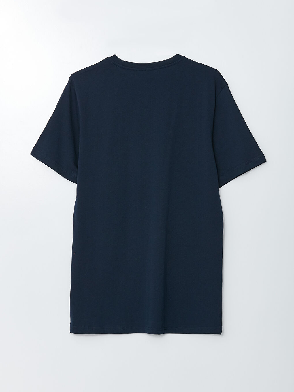 Lacivert Bisiklet Yaka Kısa Kollu Baskılı Erkek Tişört-6