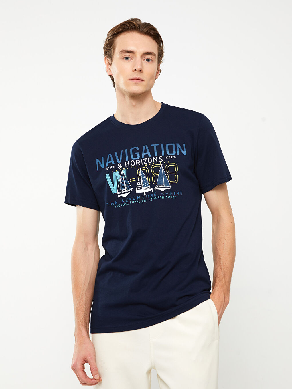 Crew Neck Short Sleeve Printed Combed Cotton Men's T-shirt -S3BA16Z8-Q9E