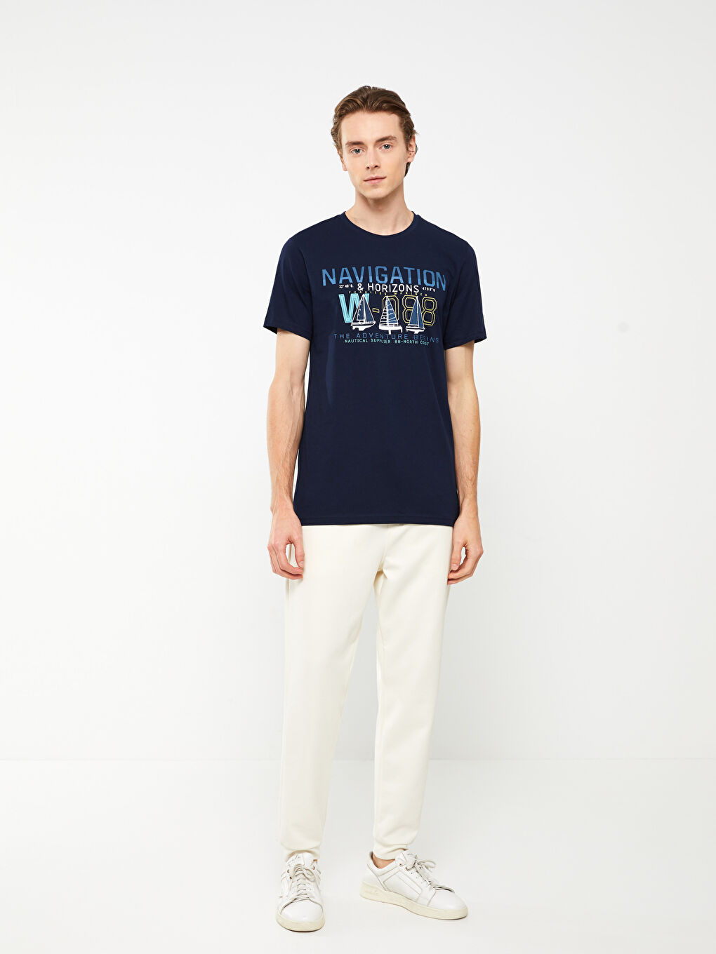 Crew Neck Short Sleeve Printed Combed Cotton Men's T-shirt -S3BA16Z8-Q9E