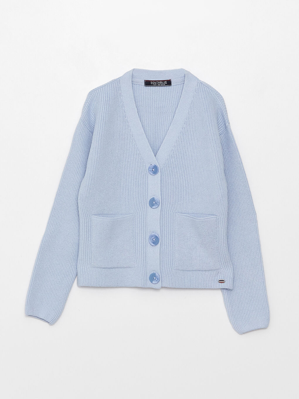 V Neck Basic Long Sleeve Girls' Knitwear Cardigan-3