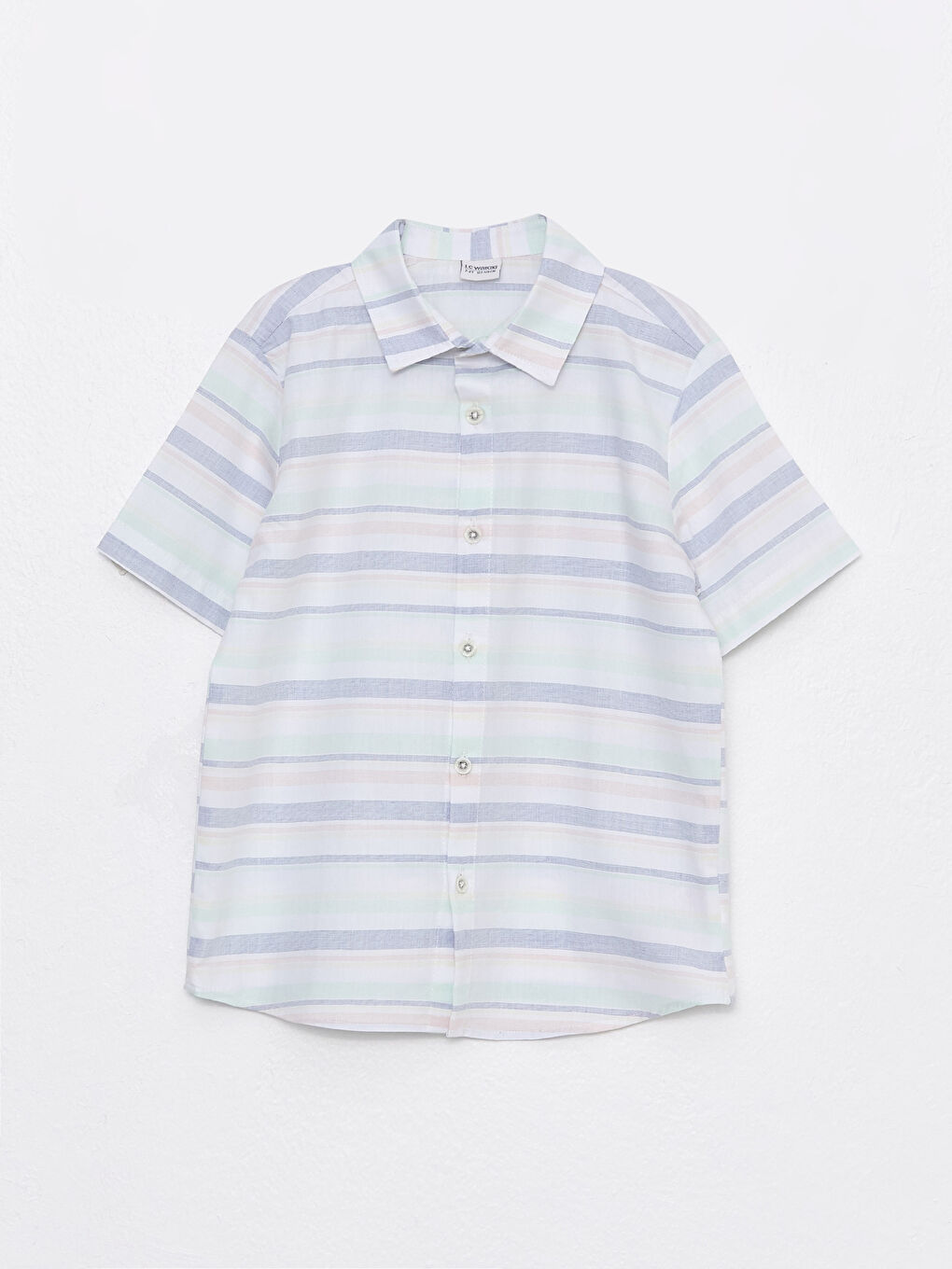 Beyaz Çizgili Kısa Kollu Erkek Çocuk Gömlek