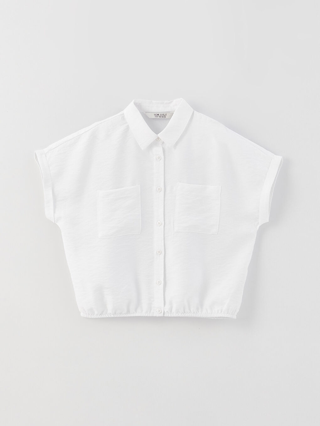 Beyaz Basic Kısa Kollu Kız Çocuk Crop Gömlek