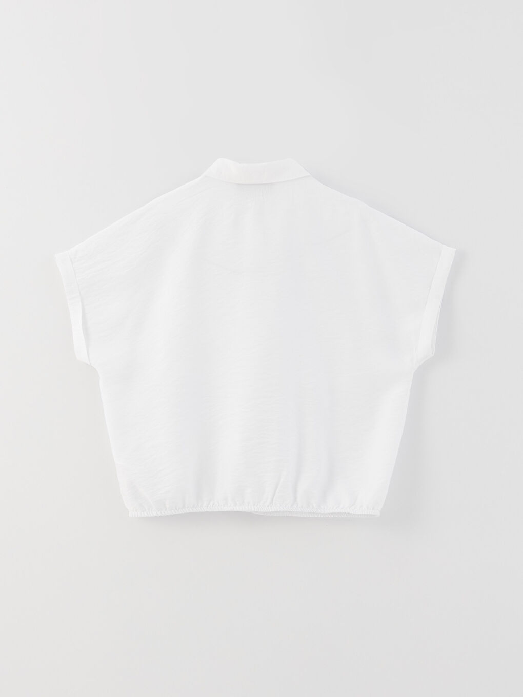 Beyaz Basic Kısa Kollu Kız Çocuk Crop Gömlek-1