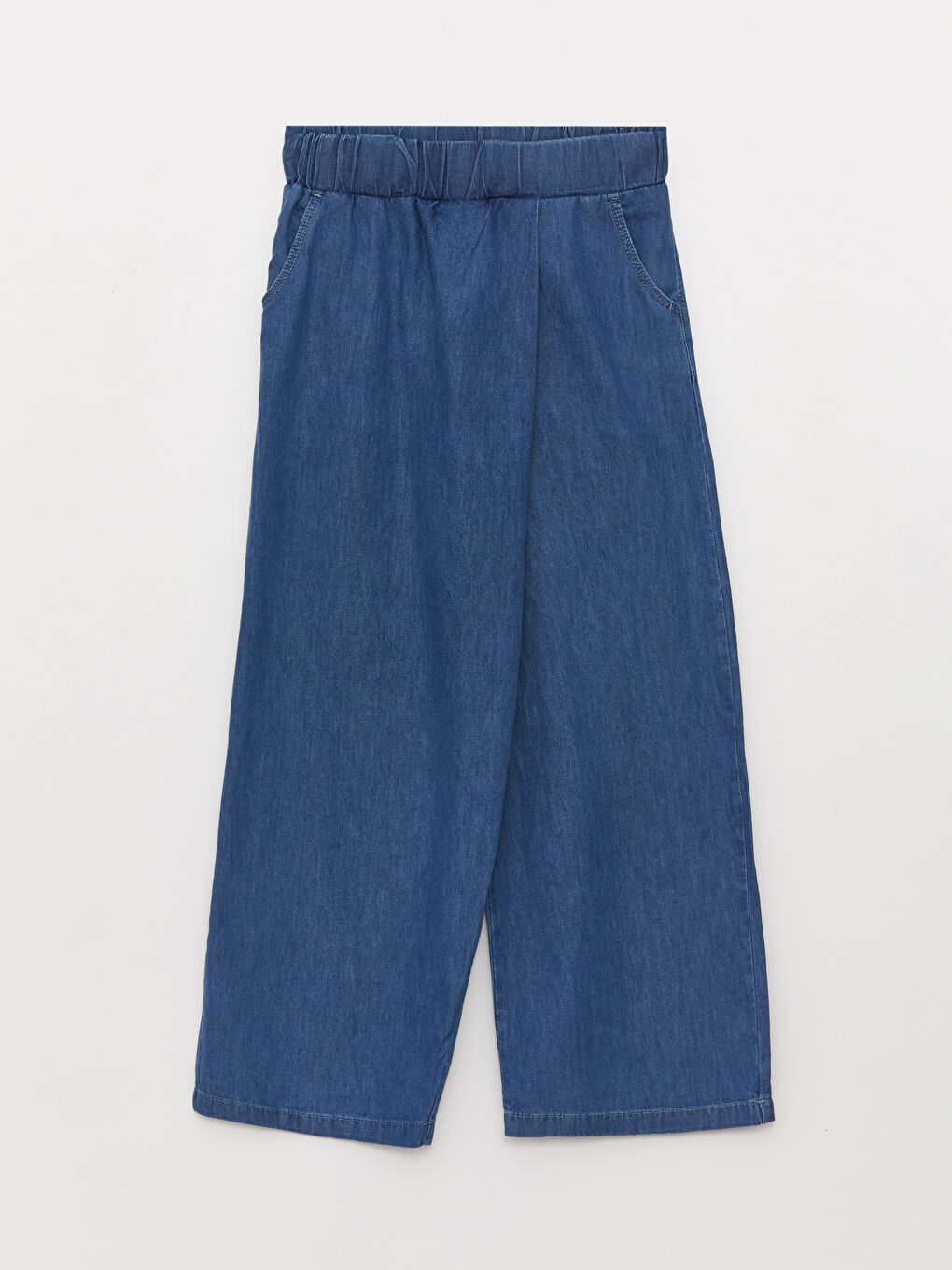 İndigo Beli Lastikli Basic Kız Çocuk Jean Pantolon