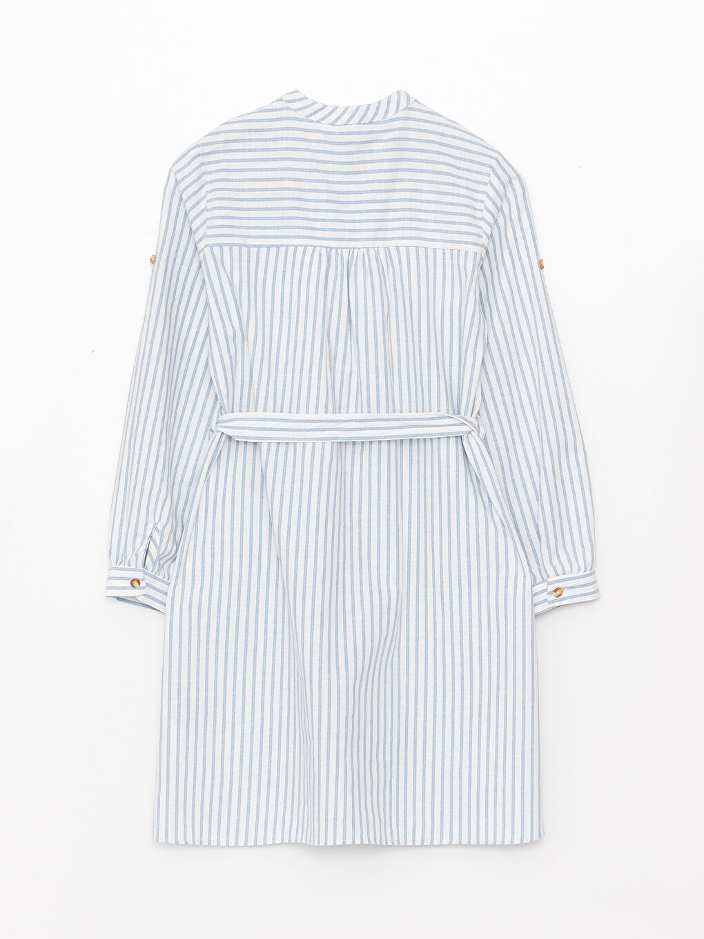 Mavi Hakim Yaka Çizgili Uzun Kollu Kız Çocuk Tunik-1