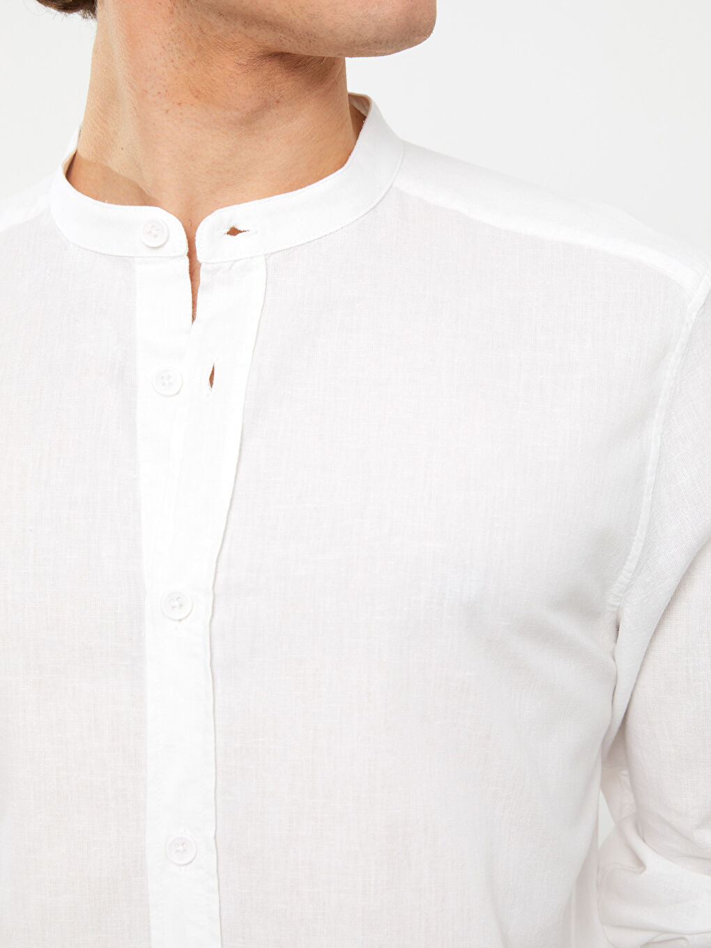 Regular Fit Long Sleeve Linen Blend Men's Shirt-3