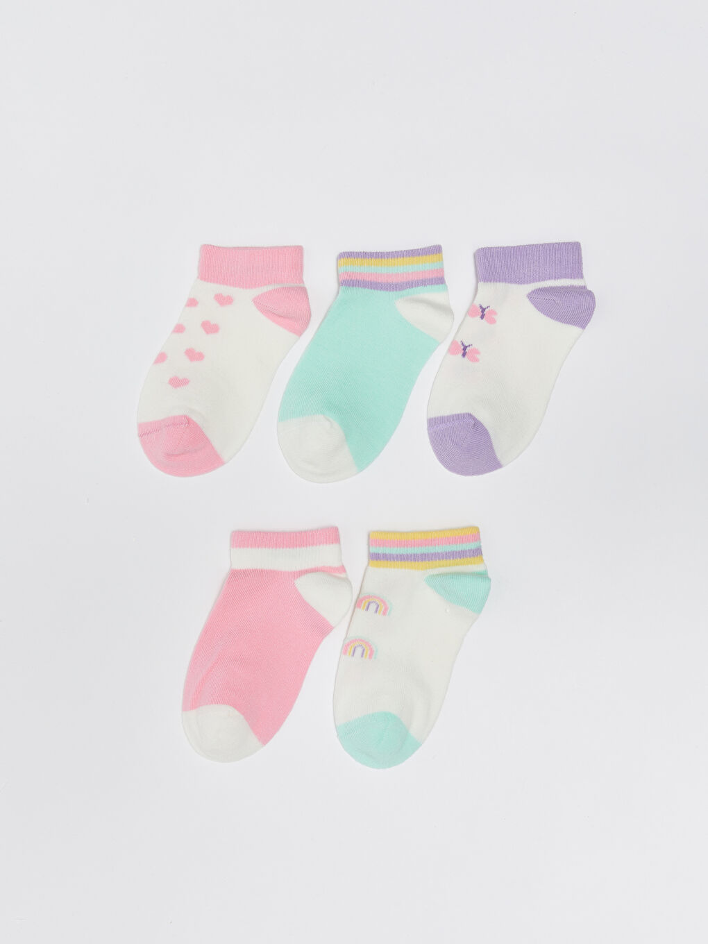 جوارب رياضية مطبوعة للبنات الرضع عبوة من 5 قطع