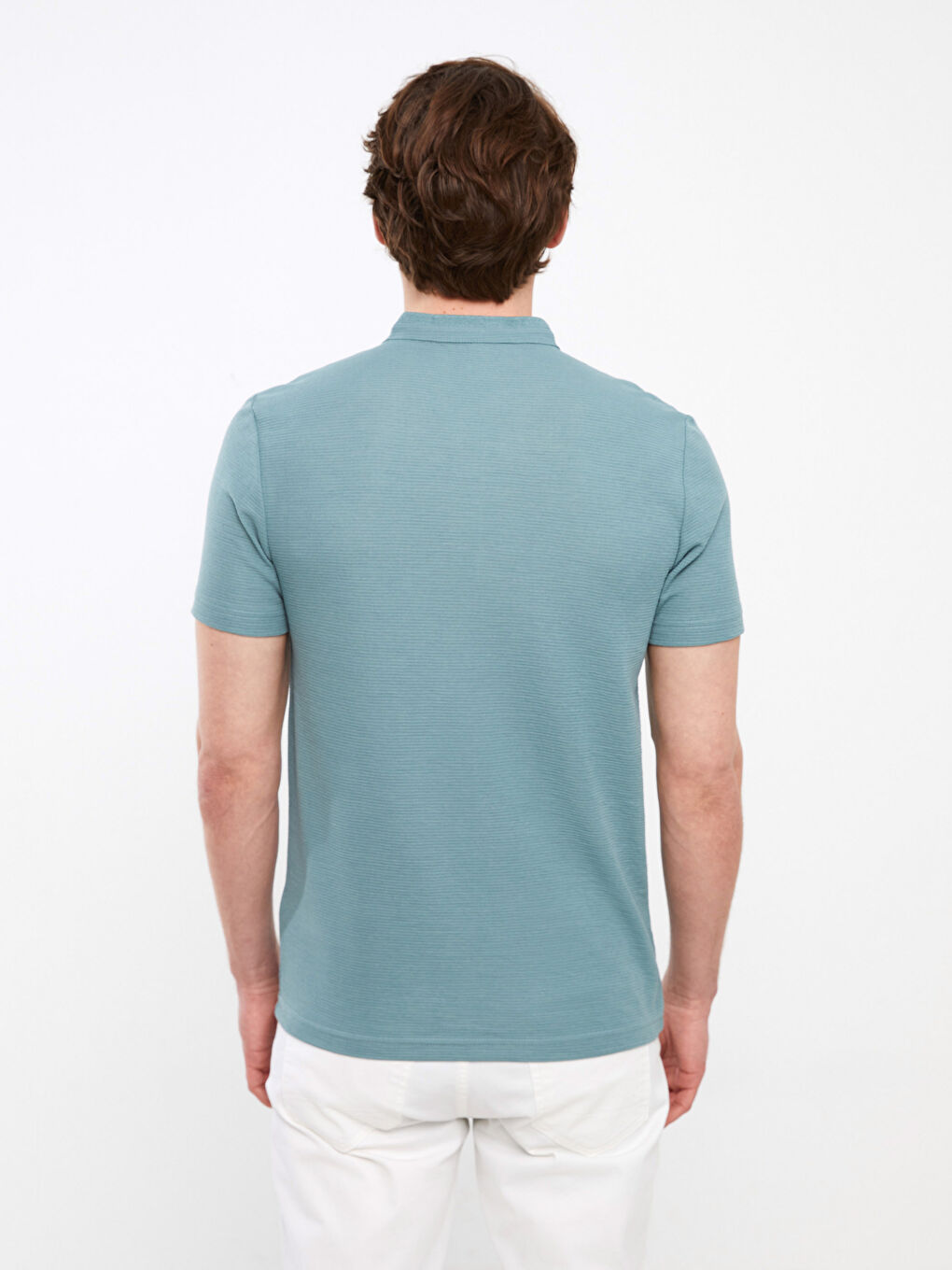 Yeşil Hakim Yaka Kısa Kollu Erkek Tişört-4