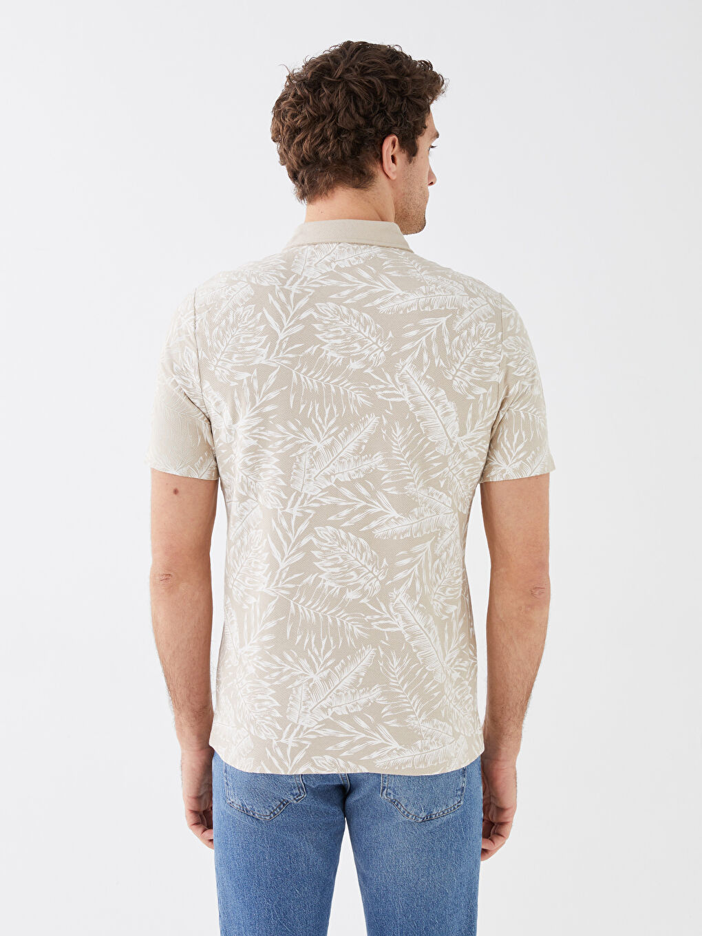 Polo Neck Short Sleeve Patterned Men's T-Shirt-5