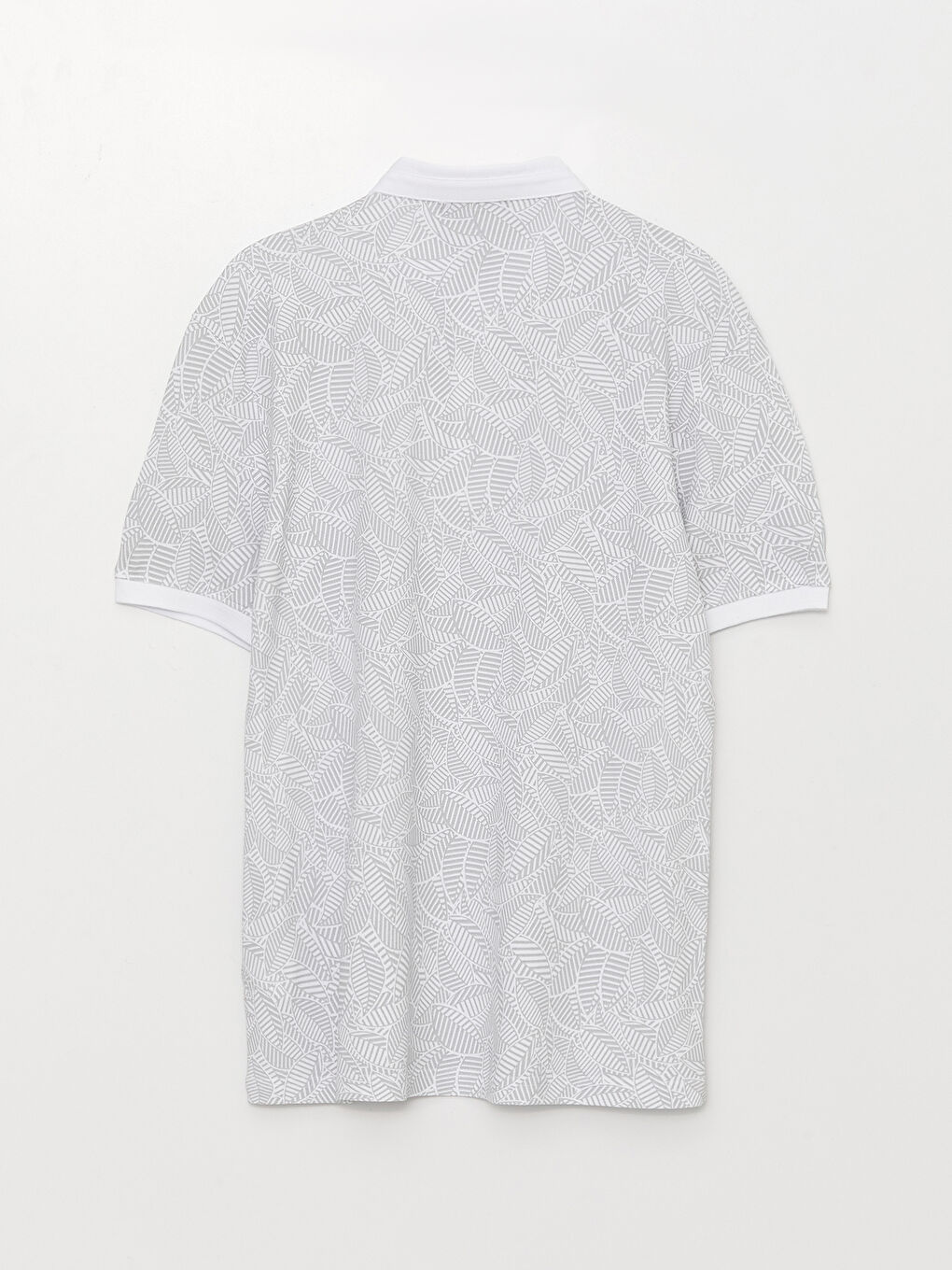 Beyaz Hakim Yaka Kısa Kollu Desenli Pike Erkek Tişört-6