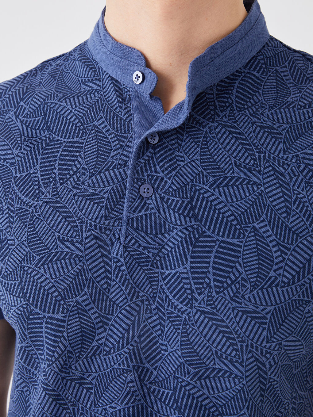 İndigo Hakim Yaka Kısa Kollu Desenli Pike Erkek Tişört-3