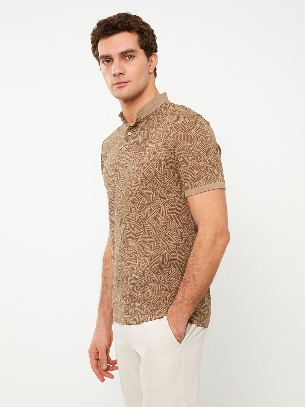 Tricou pentru Bărbați cu Guler de Judecător, Mânecă Scurtă, Cu Model, Pique