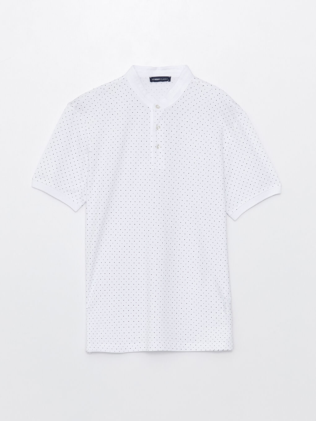 Grandad Collar Short Sleeve Patterned Pique Men's T-Shirt-5