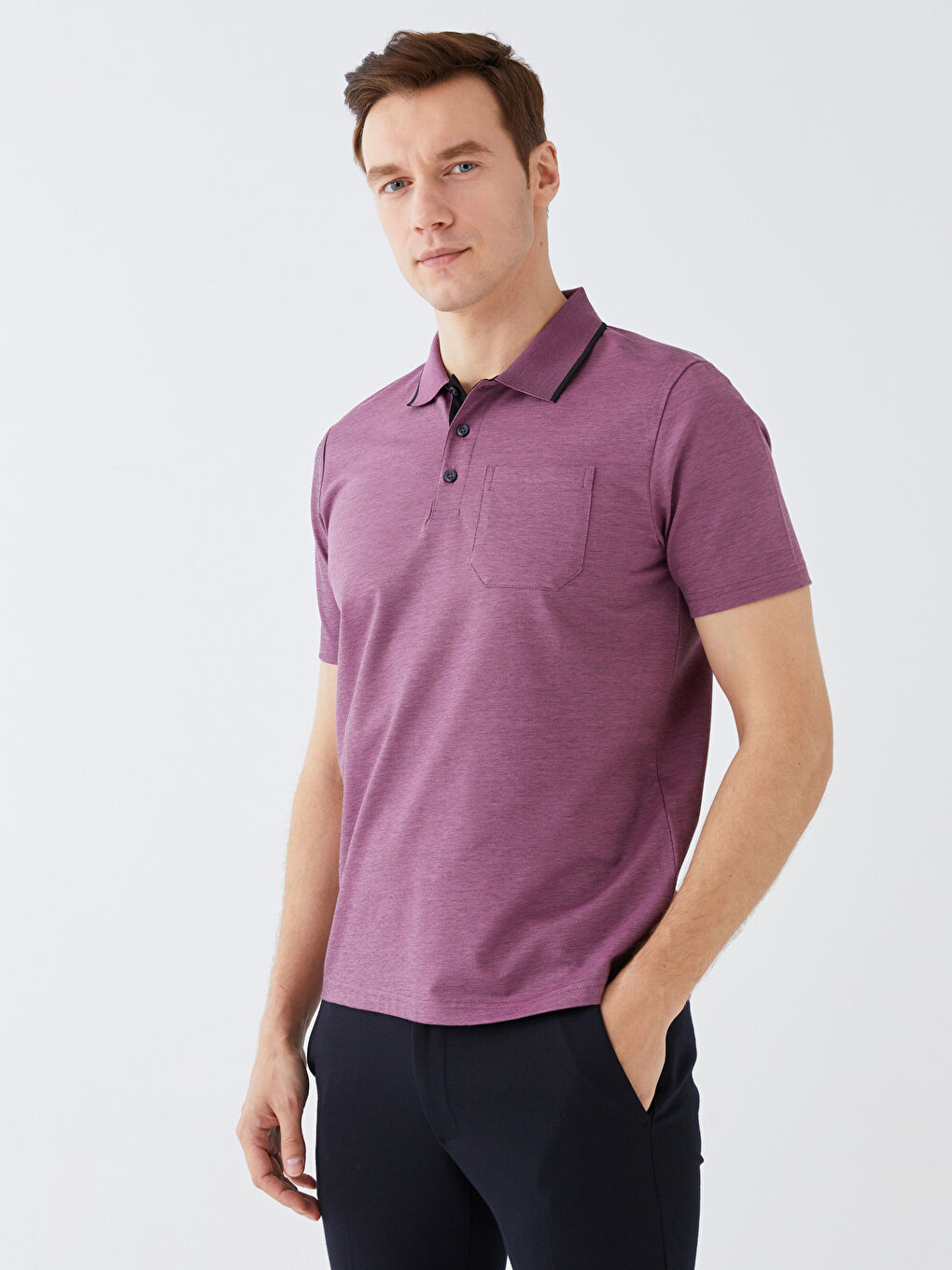 Tricou pentru Bărbați Mercerizat cu Guler Polo și Mânecă Scurtă