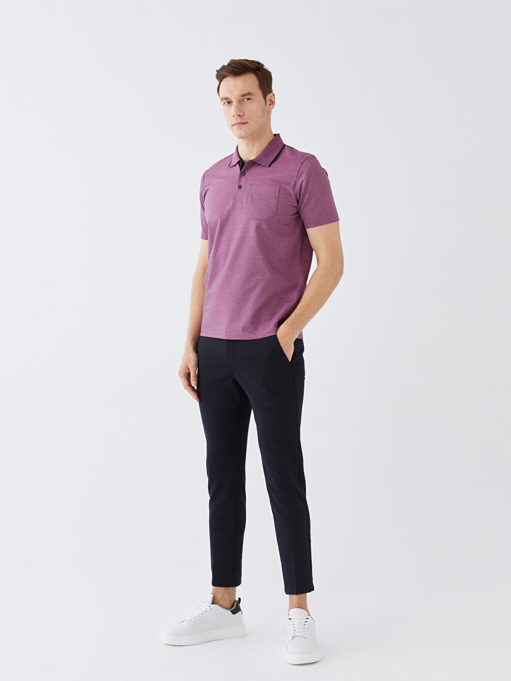 Tricou pentru Bărbați Mercerizat cu Guler Polo și Mânecă Scurtă-1