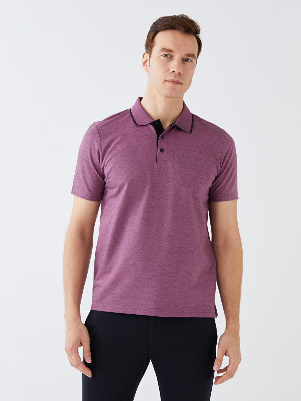 Tricou pentru Bărbați Mercerizat cu Guler Polo și Mânecă Scurtă-2