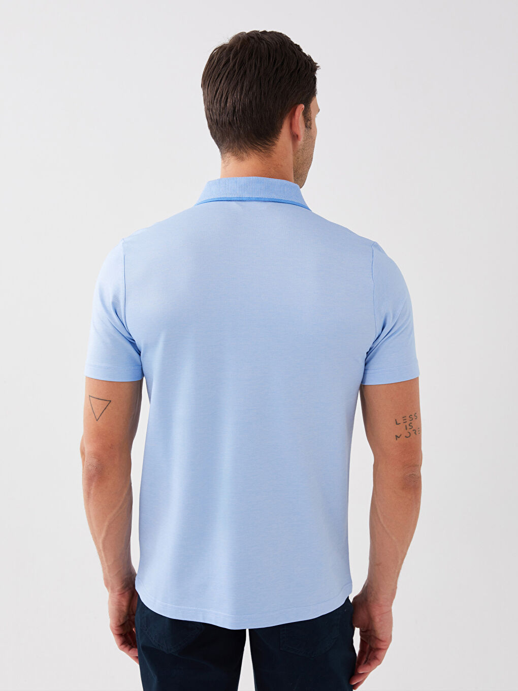Mavi Merserize Polo Yaka Kısa Kollu Erkek Tişört-4