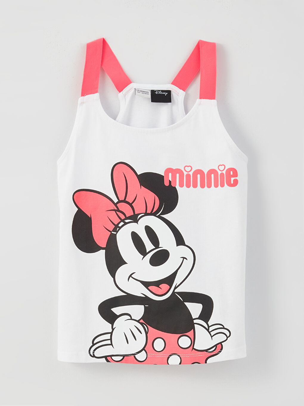 Beyaz Kare Yaka Minnie Mouse Baskılı Kız Çocuk Atlet