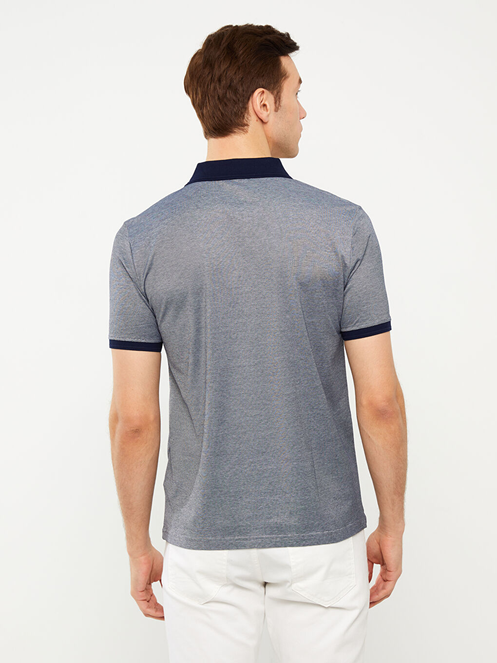 تي شيرت مخطط كم قصير ياقة بولو مُعالج بالميرسرايز للرجال-4