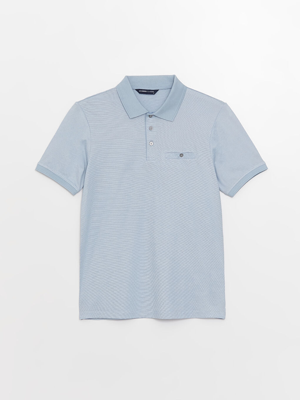 Mavi Merserize Polo Yaka Kısa Kollu Çizgili Erkek Tişört-5