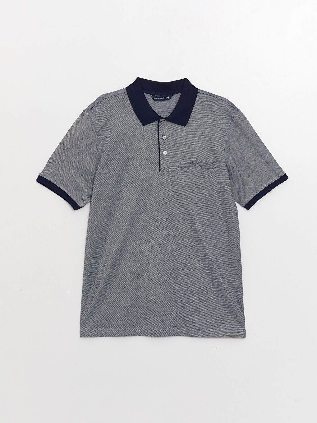 تي شيرت مخطط كم قصير ياقة بولو مُعالج بالميرسرايز للرجال-5