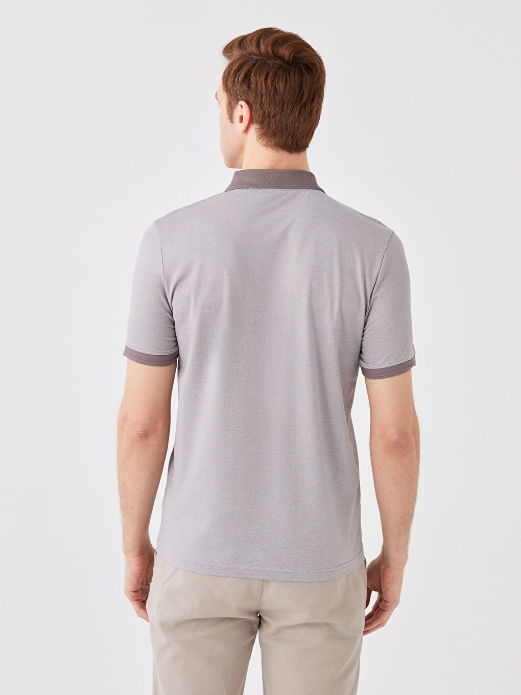 تي شيرت مخطط كم قصير ياقة بولو مُعالج بالميرسرايز للرجال-4