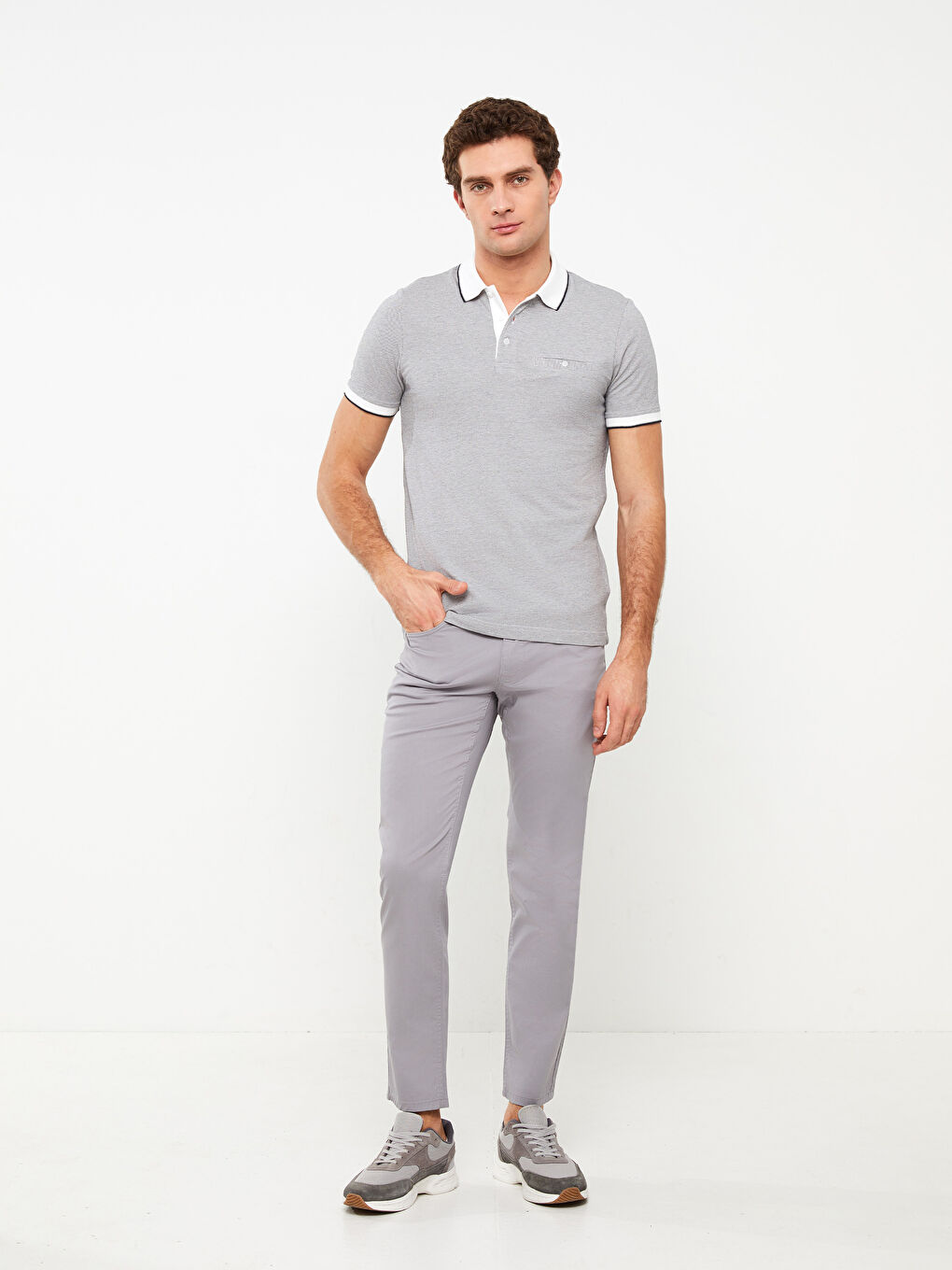 Polo Neck Short Sleeve Patterned Men's T-Shirt-2