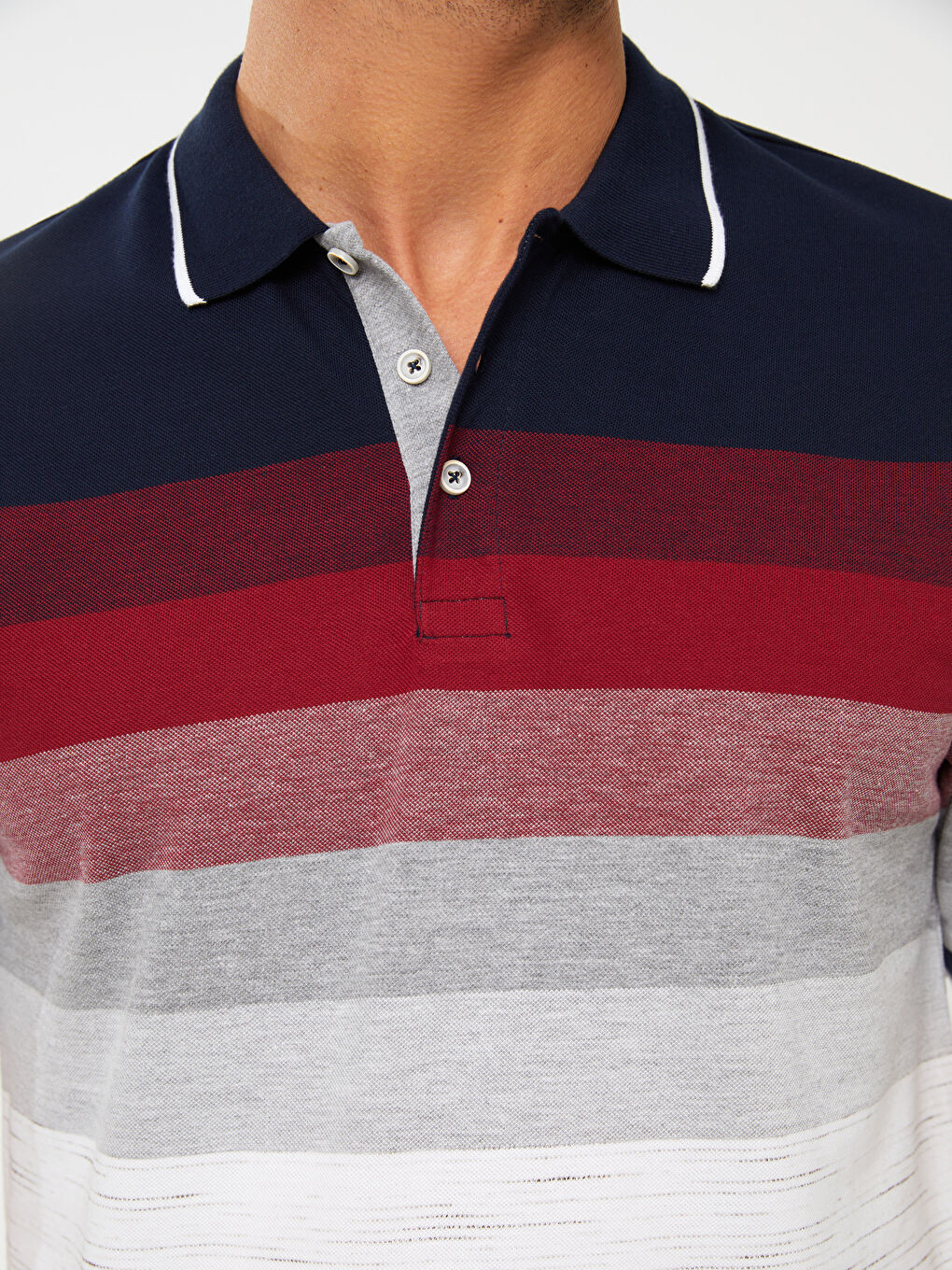 T-shirt pour Hommes à Col roulé, Manches courtes, Bloc de couleurs, en Piqué-3