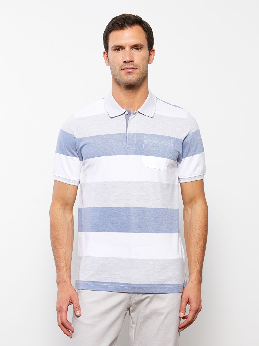 Polo Neck Short Sleeve Color Block Men's T-Shirt -S3BB17Z8-LEN