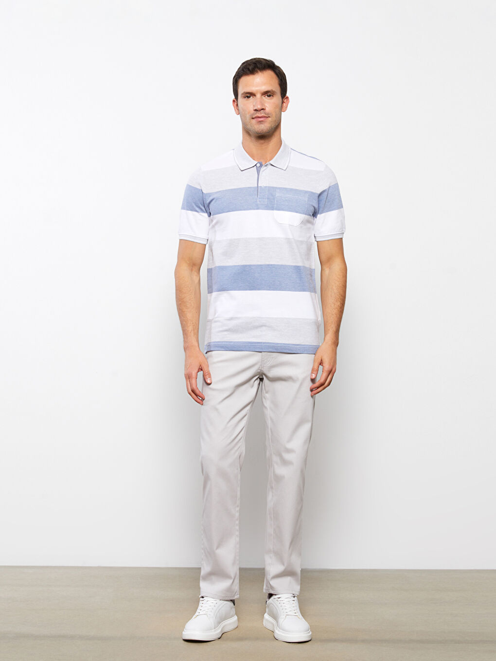 Polo Neck Short Sleeve Color Block Men's T-Shirt -S3BB17Z8-LEN