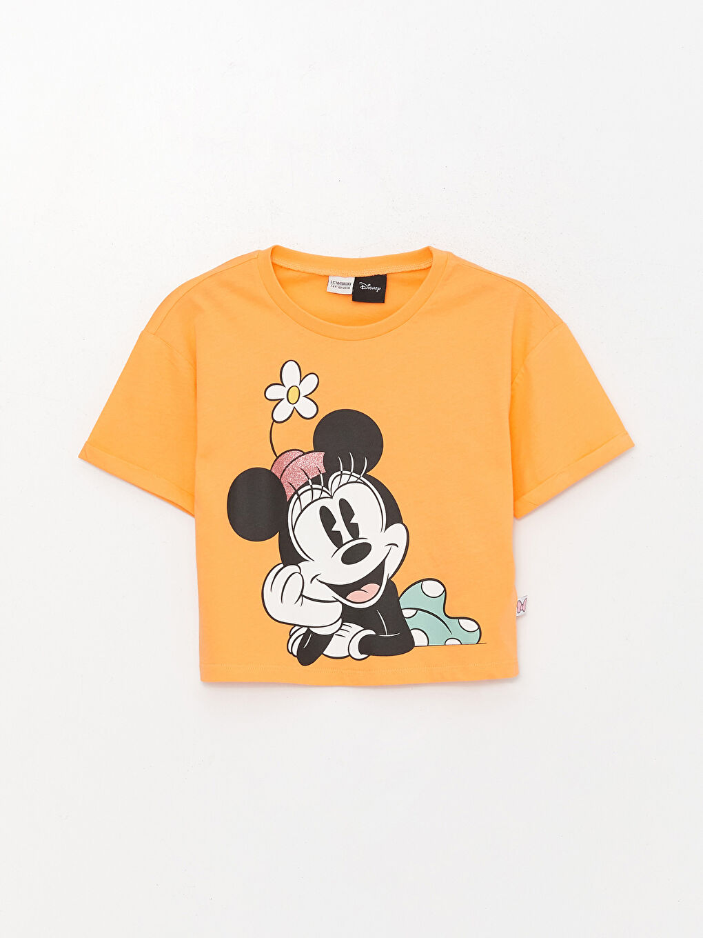 Crew Neck Minnie Mouse Printed Short Sleeve Girls' T-Shirt