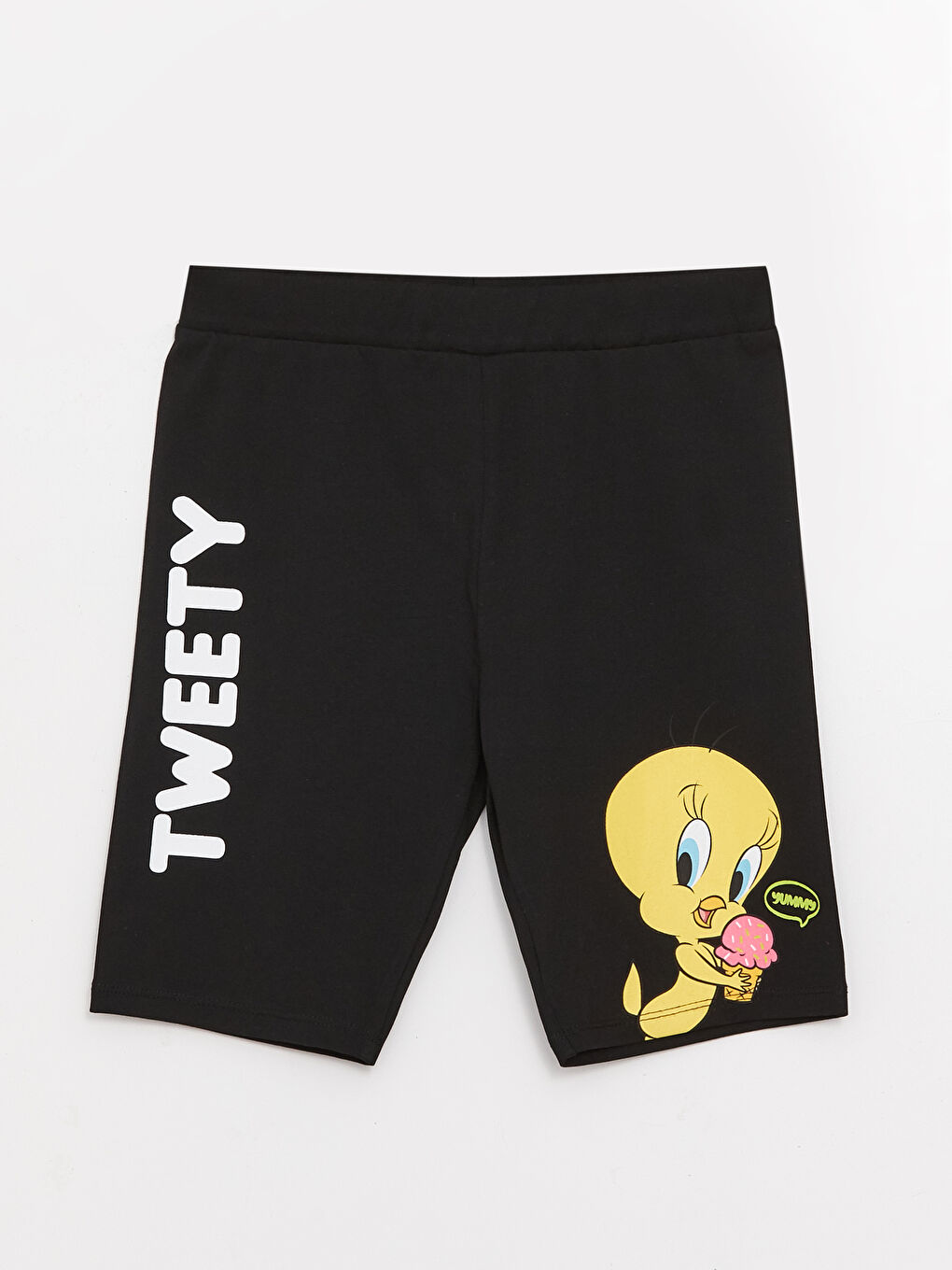 Pembe Bisiklet Yaka Tweety Baskılı Kısa Kollu Kız Çocuk Tişört ve Tayt-2