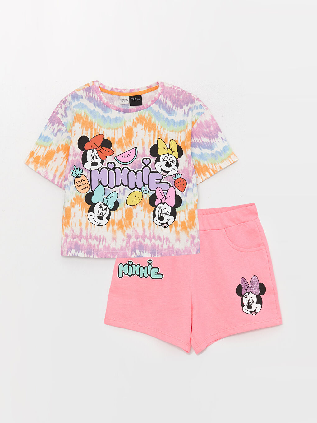 Ensemble T-Shirt et Short Minnie Mouse Imprimé à Manches Courtes pour Filles