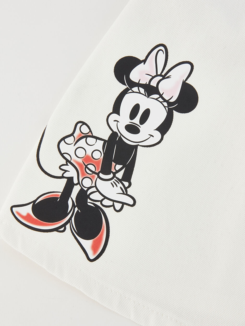 Beyaz Beli Lastikli Minnie Mouse Baskılı Kız Çocuk Jean Etek-2