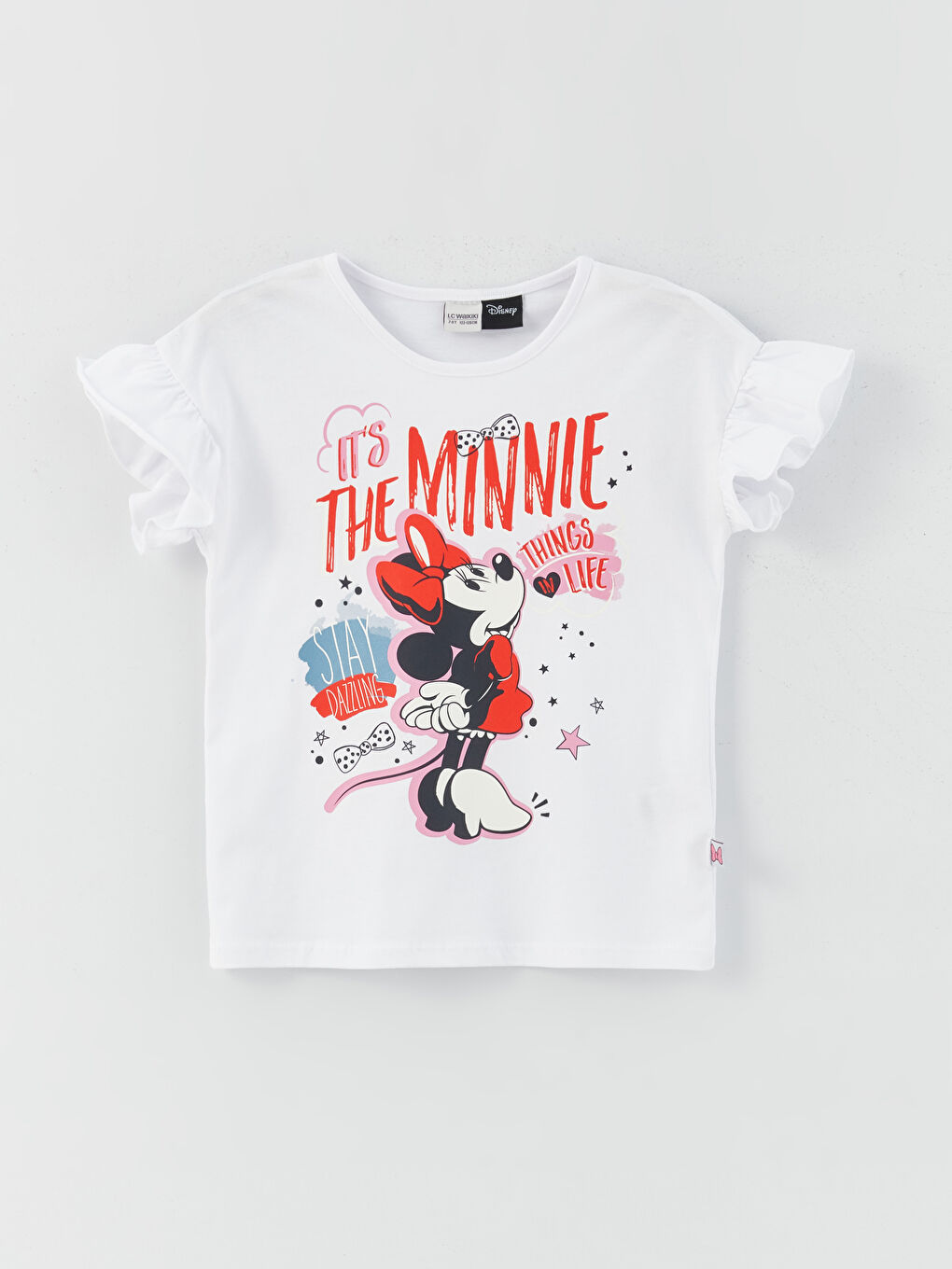 Crew Neck Minnie Mouse Printed Short Sleeve Girls' T-Shirt