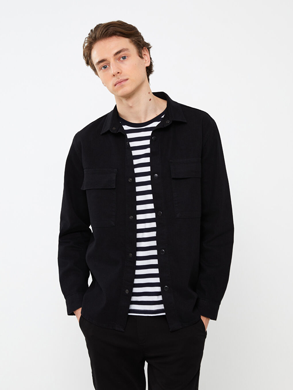 Regular Fit Long Sleeve Men's Denim Shirt