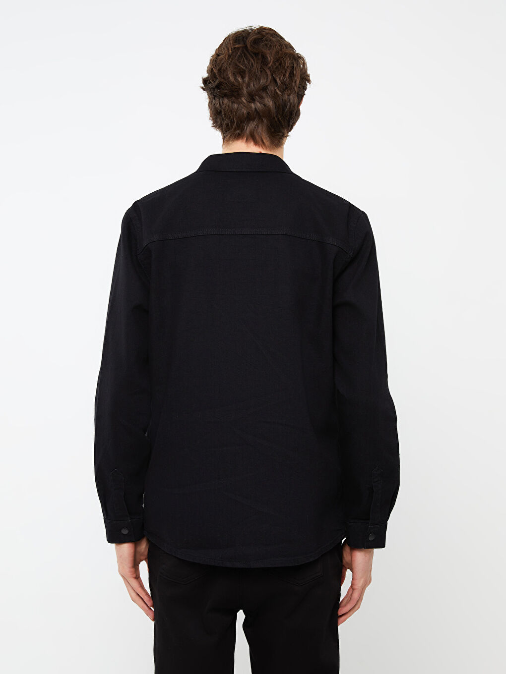 Regular Fit Long Sleeve Men's Denim Shirt-4