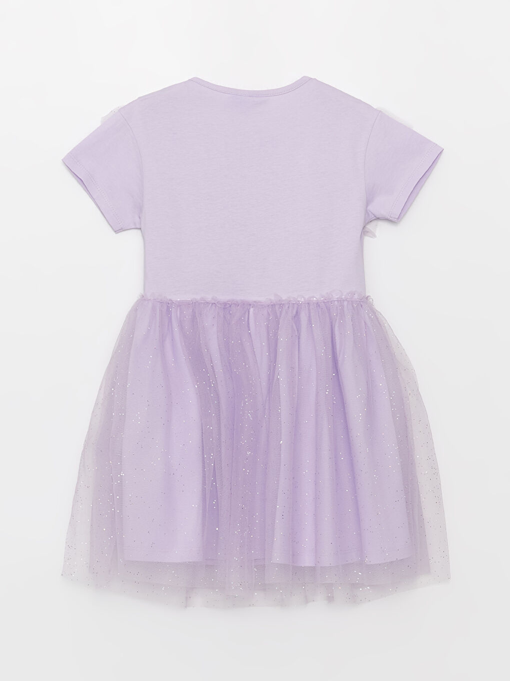 Lila Bisiklet Yaka Elsa Baskılı Kız Çocuk Elbise-1