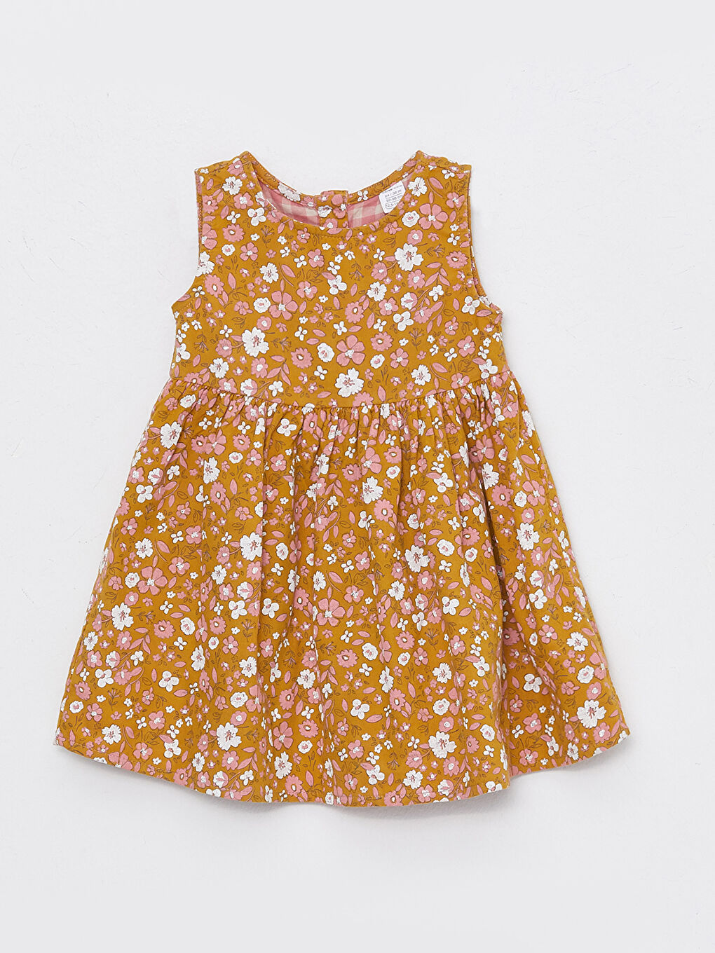 Sarı Bisiklet Yaka Baskılı Kız Bebek Elbise