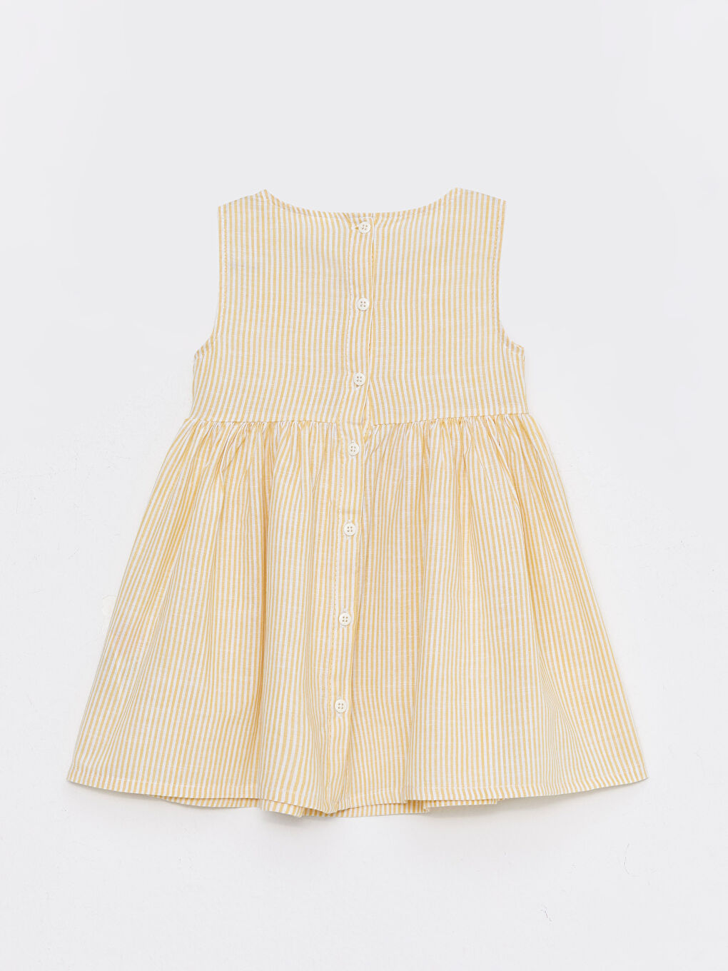 فستان مخطط بياقة دائرية للبنات الرضع-1