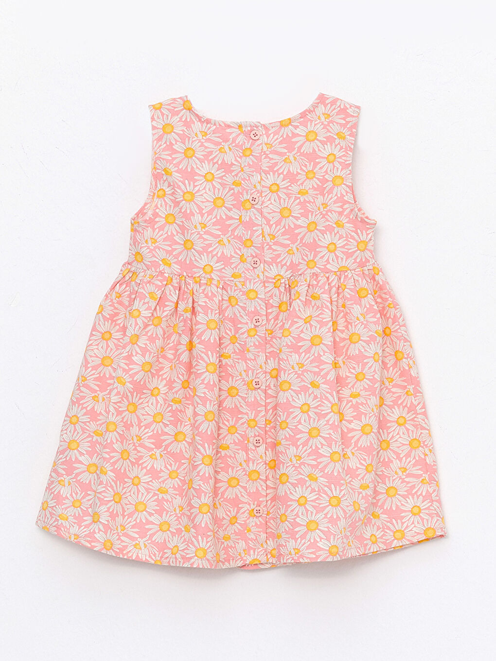 Pembe Bisiklet Yaka Desenli Kız Bebek Elbise-1