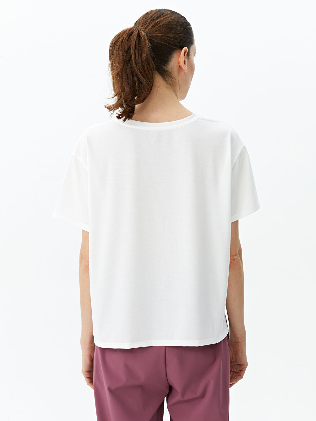 LCW SPORT Crew Neck Printed Short Sleeve Oversize Women's T-Shirt -S3BB75Z8-R9J